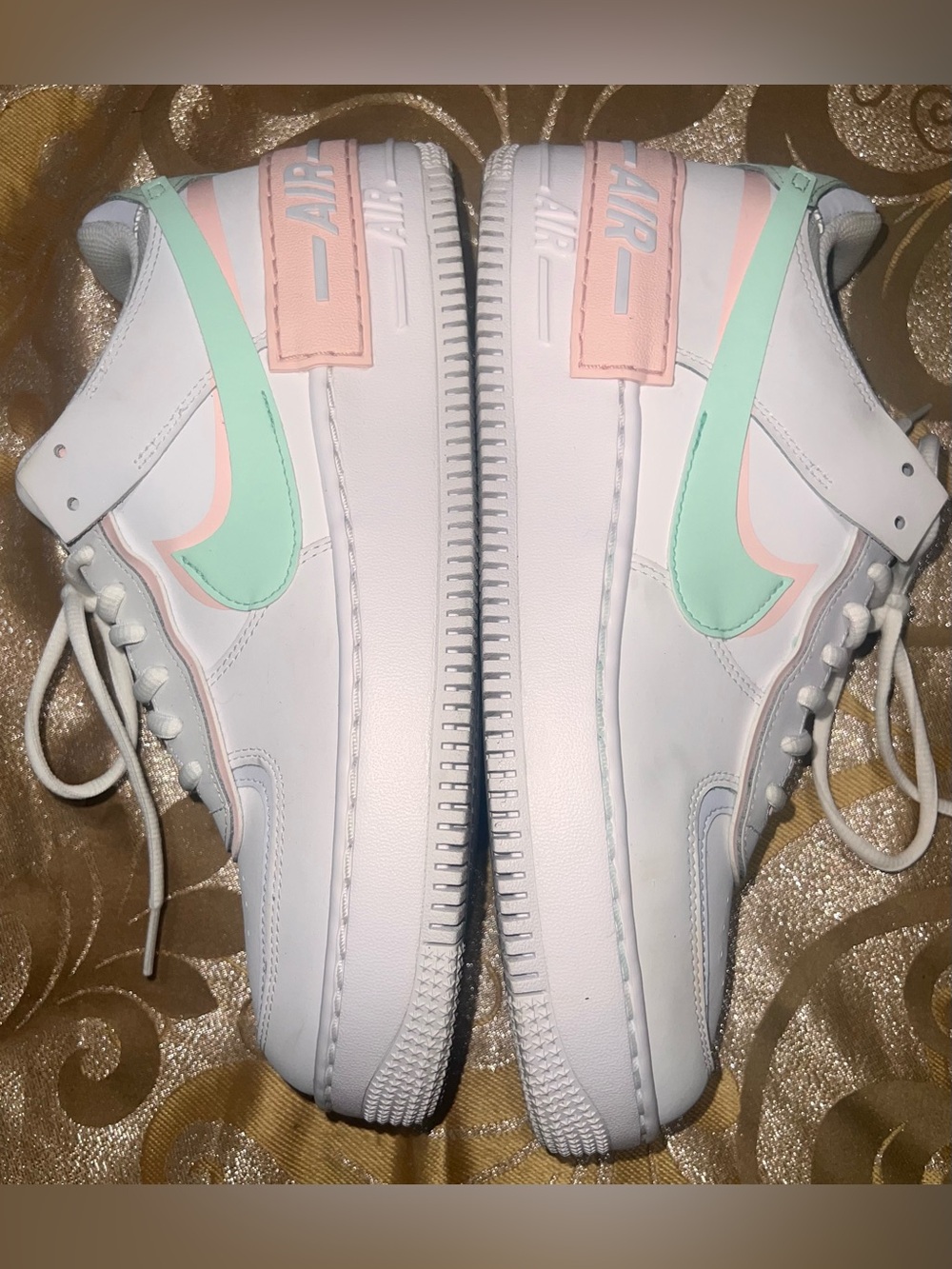 Nike Air Force 1 Shadow White Atmosphere Mint Pastel Pink CI00919-117 Size 11 - Picture 3 of 13